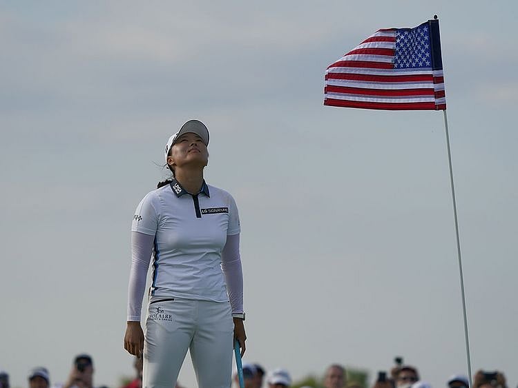Ko Jin-Young celebrates after winning the Volunteers of America Classic 
