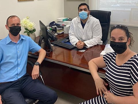 Dr Ahmad Mustafa, Consultant Interventional Cardiologist at Mediclinic Parkview Hospital with his patient (centre), Melissa Lindley (right)