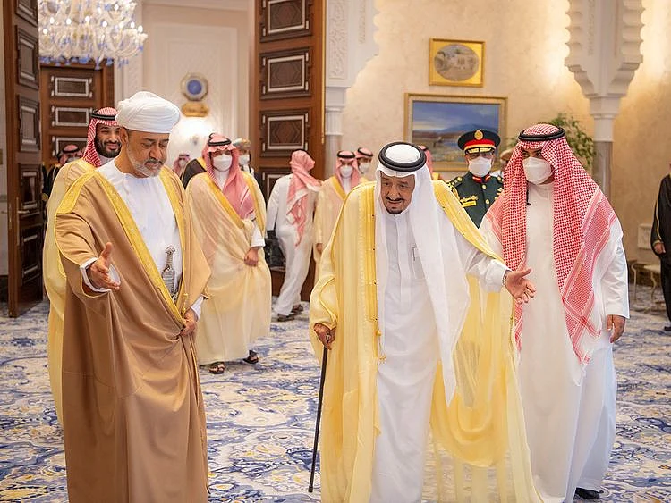 Saudi King Salman receives Oman's Sultan in Neom on Sunday.