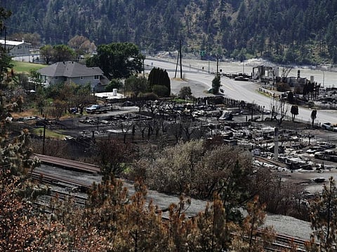 Damaged structures in Lytton on July 9, 2021 after a wildfire destroyed most of the village on June 30. 