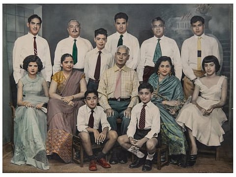 A Jashanmal family photograph taken in 1958. (From left) Back row: Late Hiro Jashanmal, Late Narain Jashanmal, Late Ajit Jashanmal, Bhagwan Jashanmal, Late Atma Jashanmal and Mohan Jashanmal. Middle row: Gul Hiro Jashanmal, Late Chandra Narain Jashanmal, Late Rao Sahib Jashanmal, Late Lila Atma Jashanmal and Maya Jashanmal. Front row: Tony Jashanmal and Bharat Jashanmal.