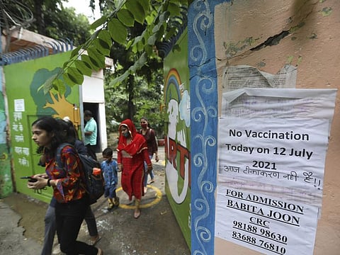 People who came to get inoculated return following non-availability of vaccines in New Delhi,  on July 13, 2021.