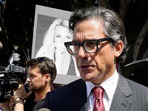 Britney Spears' newly appointed lawyer Mathew Rosengart is interviewed outside the Stanley Mosk Courthouse following a hearing concerning the pop singer's conservatorship, Wednesday, July 14, 2021, in Los Angeles. 