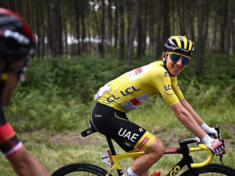 Team UAE Emirates' Tadej Pogacar is in a relaxed mood ahead of the time-trial