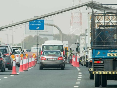 File image used for illustrative purposes: Abu Dhabi Police check point on Sheikh Zayed Road at the Dubai Abu Dhabi Border at the Saih exit. 