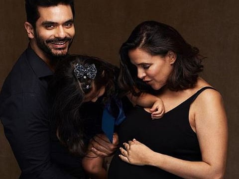 Angad Bedi, Neha Dhupia and their daughter Mehr