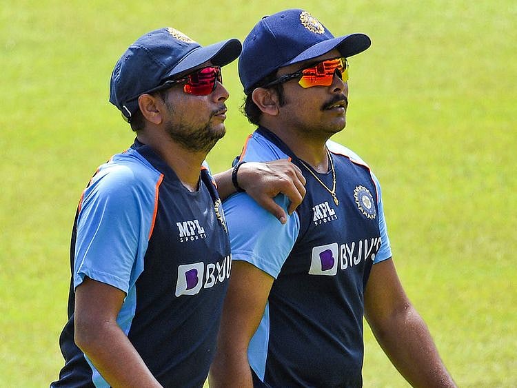 India's Kuldeep Yadav with Prithvi Shaw 