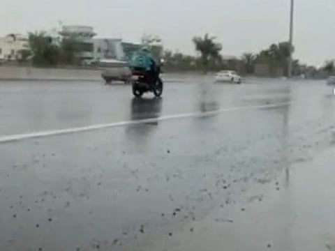Rain in Abu Dhabi, UAE