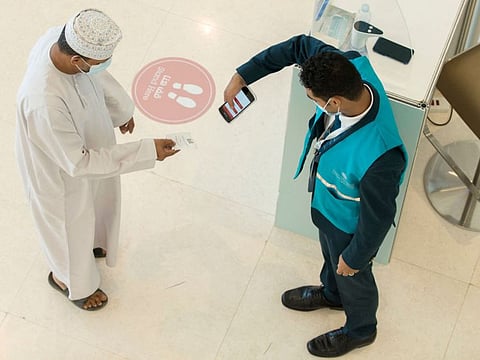 A man arrives to get vaccinated at the Oman Convention & Exhibition Centre in the capital Muscat in a file photo.