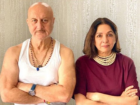 Anupam Kher and Neena Gupta in poster for 'Shiv Shastri Balboa'