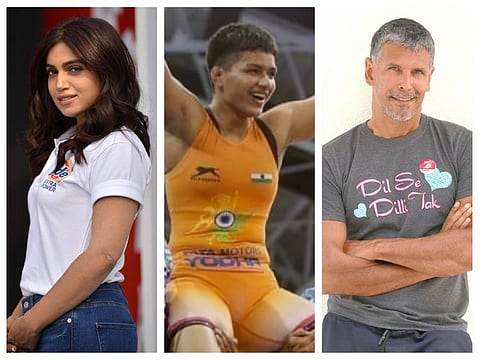 Bhumi Pednekar, Priya Malik and Milind Soman
