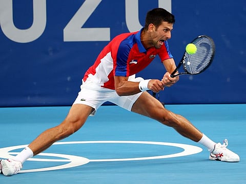 Novak Djokovic of Serbia in action during his second round match against Jan-Lennard Struff of Germany.