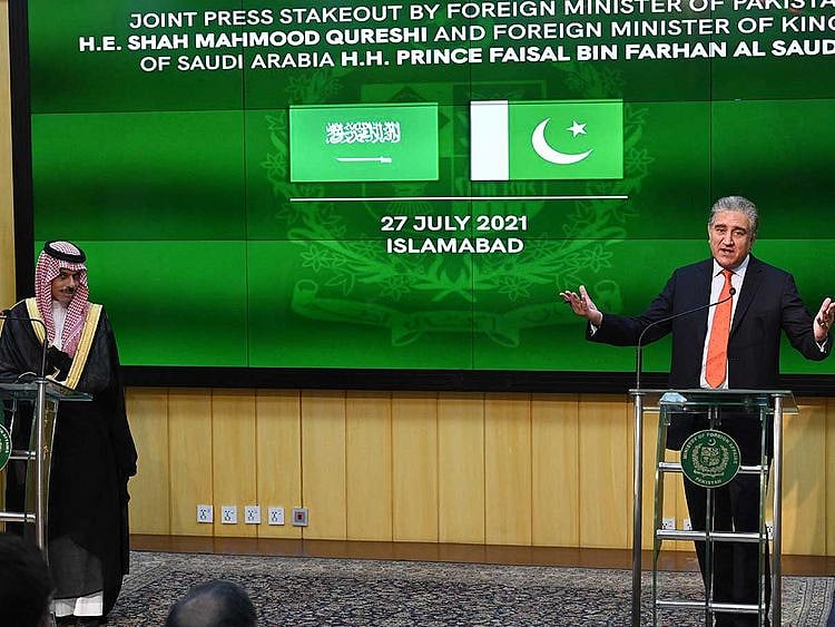 Pakistan's Foreign Minister Shah Mahmood Qureshi Saudi Foreign Minister Prince Faisal Bin Farhan Al-Saud