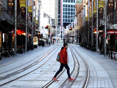 A near-empty street in the central business district of Sydney, Australia, on Tuesday, July 27, 2021.  