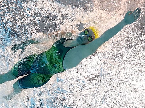 Ariarne Titmus of Australia in action in the women's 200m freestyle 
