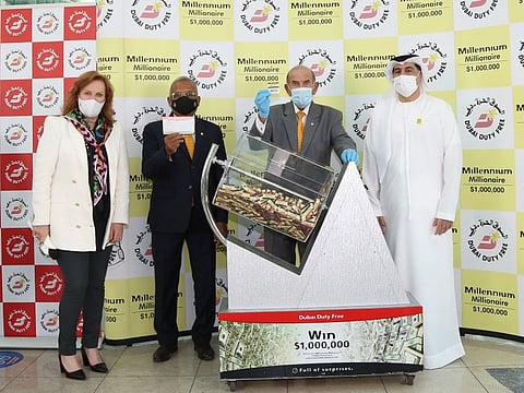 The Dubai Duty Free draw being conducted.  