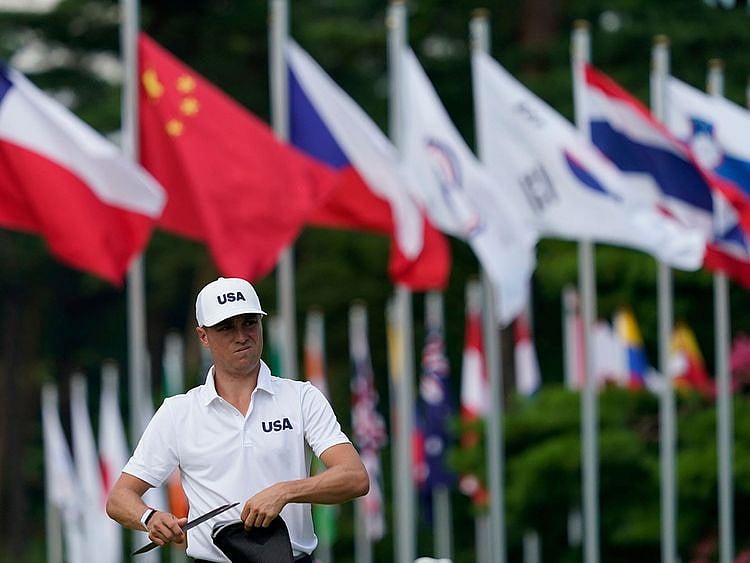 Justin Thomas during practice at the Kasumigaseki Country Club 