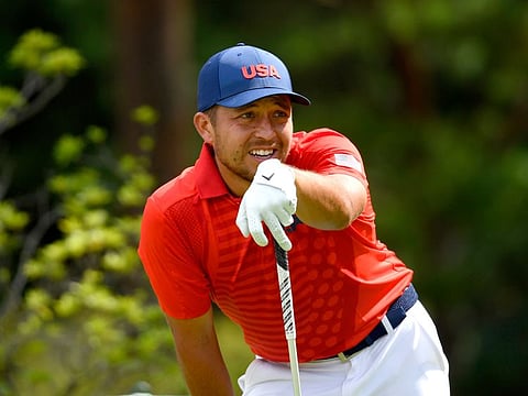 Xander Schauffele, the leader from the US after second round, in action in Tokyo.