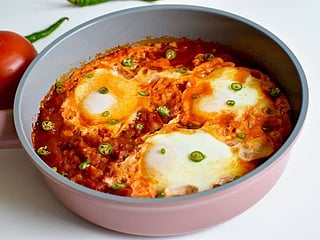 Levantine Shakshouka takes a quick detour to India and back in this recipe