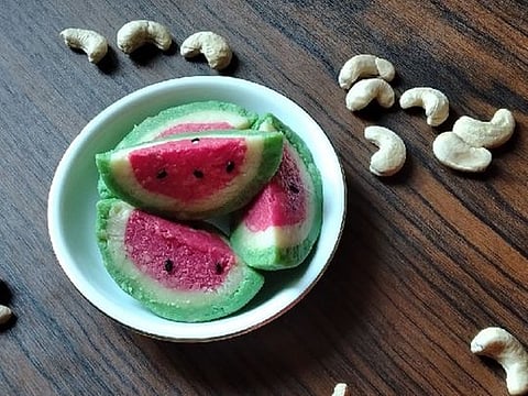 Reader recipe: Summer fruit inspired cashew dessert or watermelon kaju burfi