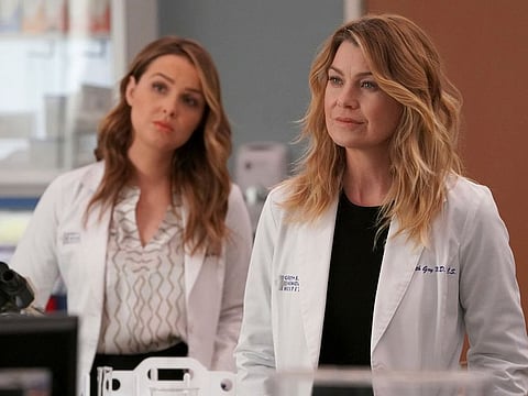 Camilla Luddington and Ellen Pompeo on 'Grey's Anatomy'.
