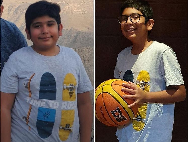 Ayaan in August 2020 (left) and in August 2021