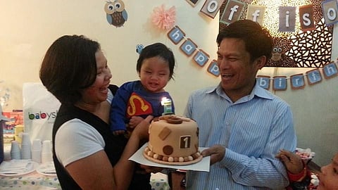 My wife Tweet and I marked our son Toffee's first birthday, with a home party at Al Khail Gate community, Unit G12, Building 1-11, Al Quoz, Dubai. Photo taken in October 2014.