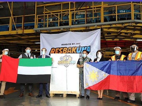 UAE-donated Hayat-Vax COVID-19 vaccine arrives in Manila