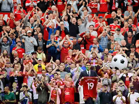 Raphael Varane is unveiled at Old Trafford