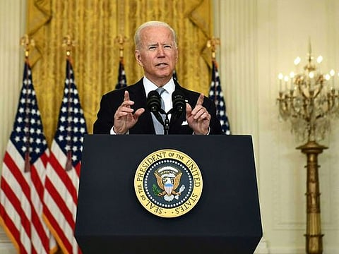 US President Joe Biden delivers remarks about the situation in Afghanistan in the East Room of the White House on August 16, 2021 in Washington, DC. 