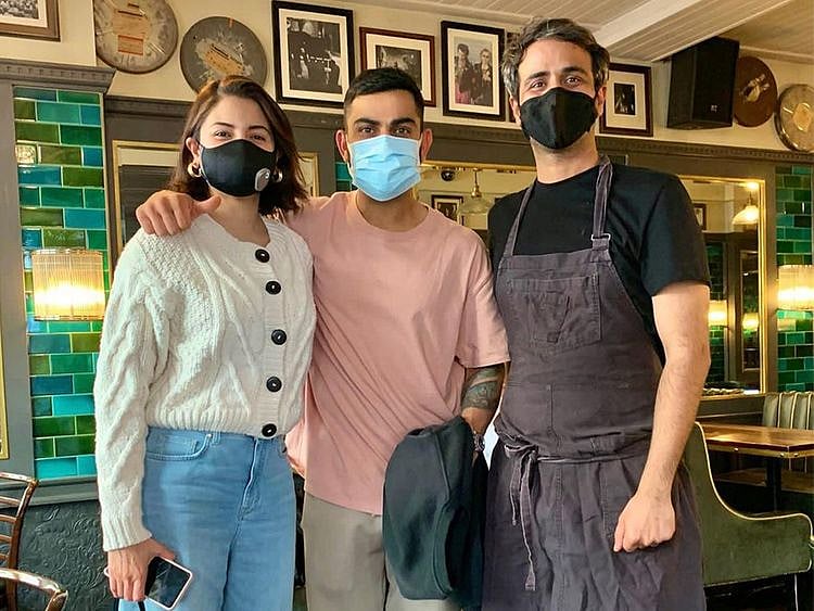 Anushka Sharma and Virat Kohli with chef Rishim Sachdeva