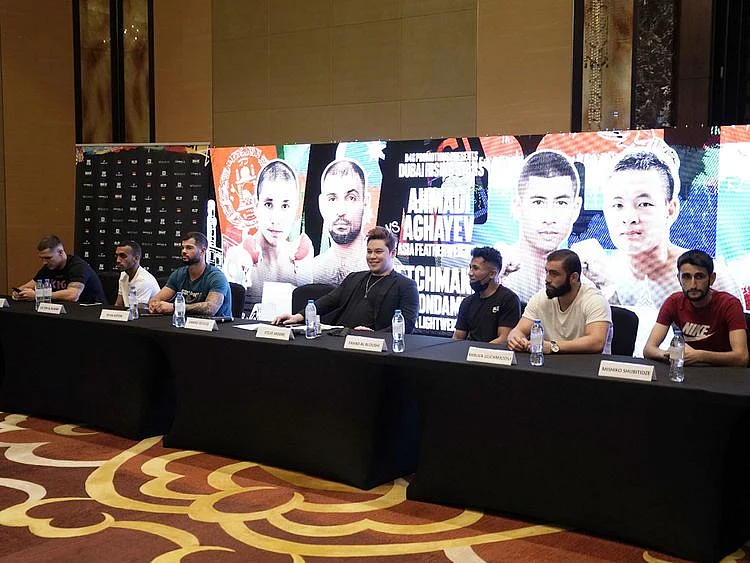The press conference for Friday’s ‘Rising Stars’ event at the Conrad Hotel in Dubai