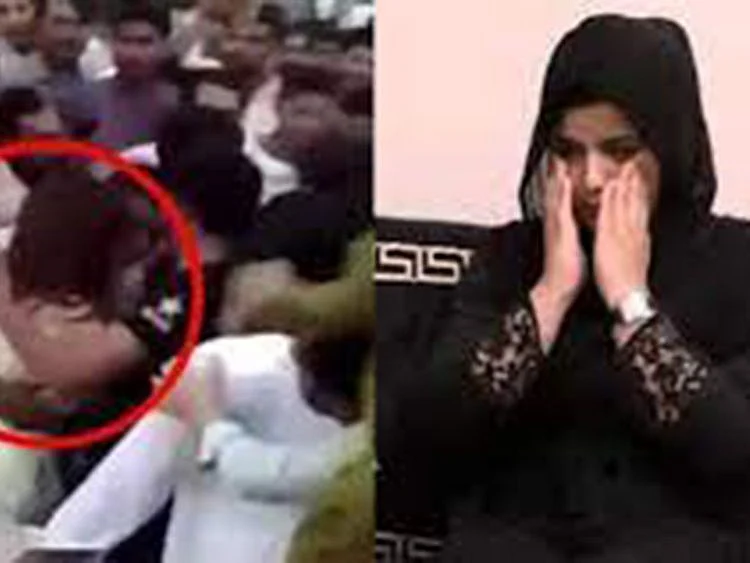  TikToker being assaulted at Minar-e-Pakistan, a national site in the country. 