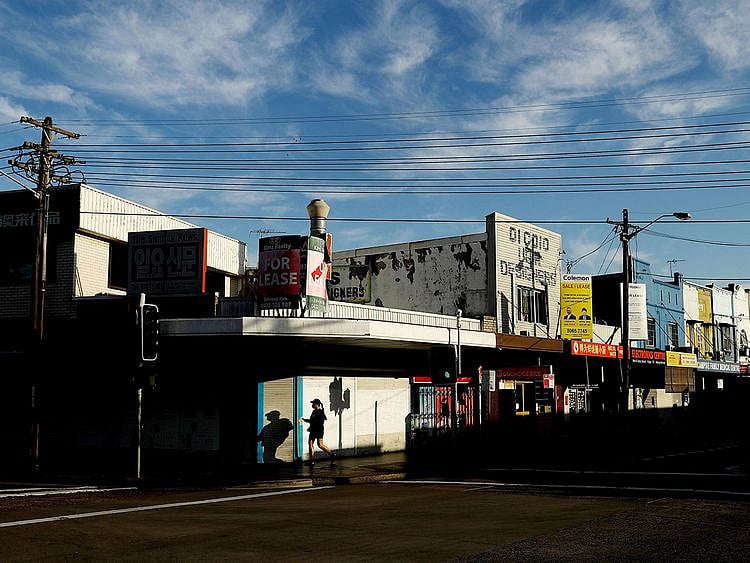 Shuttered stores and businesses in the Campsie suburb of Sydney 
