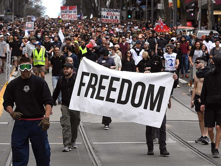 mELBOURNE Australia lockdown covid protest