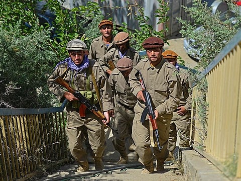 Newly absorbed personnel in the Afghan security forces take part in a military training in Bandejoy area of Dara district in Panjshir province, days after the Taliban stunning takeover of Afghanistan.