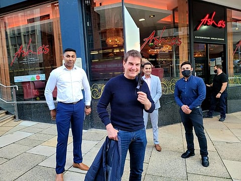 Tom Cruise at Asha's restaurant in Birmingham.