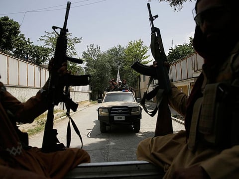 Taliban fighters patrol in Kabul, Afghanistan