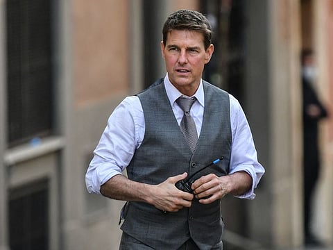 In this file photo taken on October 6, 2020, US actor Tom Cruise is pictured during the filming of 'Mission: Impossible' in Rome.