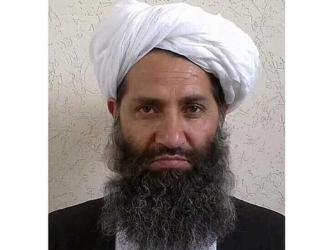 This undated handout photograph released by the Afghan Taliban on May 25, 2016 shows, according to the Afghan Taliban, Haibatullah Akhundzada posing for a photograph at an undisclosed location.