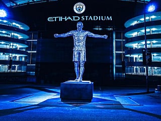 Glittering prize: Manchester City unveil statues of Vincent Kompany and David Silva
