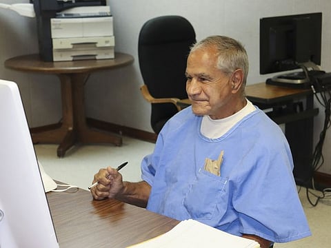 A photo provided by the California Department of Corrections and Rehabilitation shows Sirhan Sirhan at a parole hearing in San Diego on August 27, 2021.  