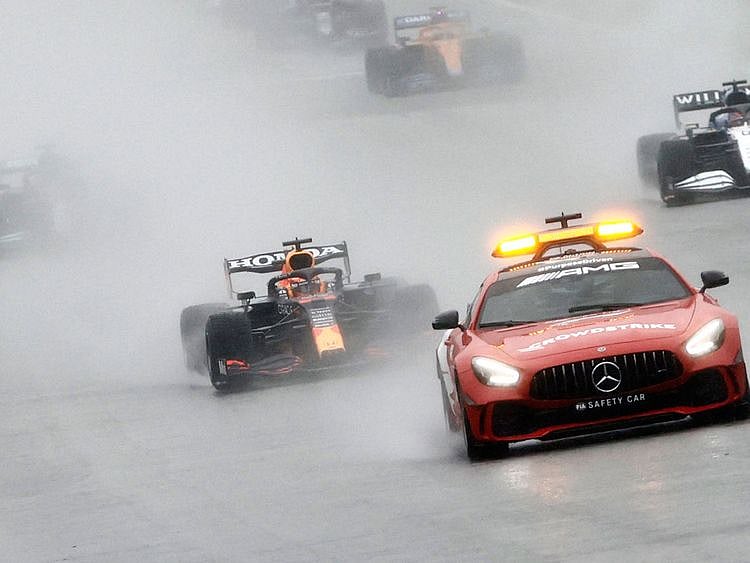 Rain has caused chaos at the Belgian GP