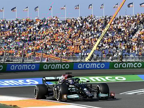Mercedes' Lewis Hamilton in action during practice.
