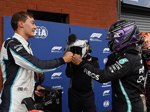Mercedes' Lewis Hamilton and Williams' George Russell 