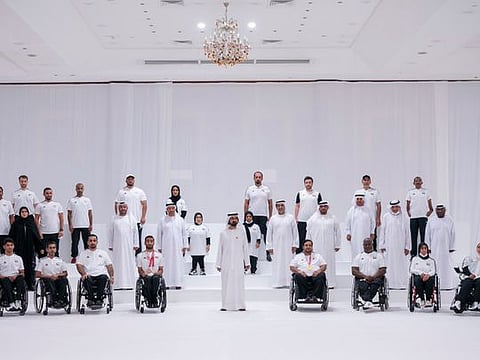 Sheikh Mohammed received the UAE Paralympics team on their return from Tokyo on Wednesday.