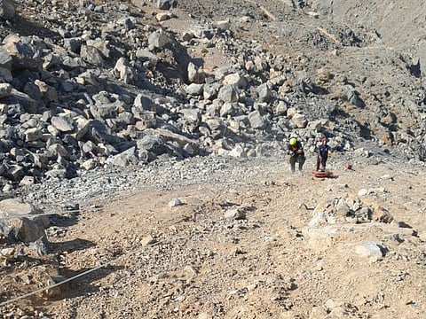 Ras Al Khaimah Civil Defence rescued a 33-year-old Arab youth after he fell off a cliff in the Jebel Jais area today.