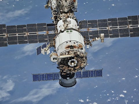 The International Space Station (ISS) photographed from a Soyuz spacecraft after undocking in a file photo.