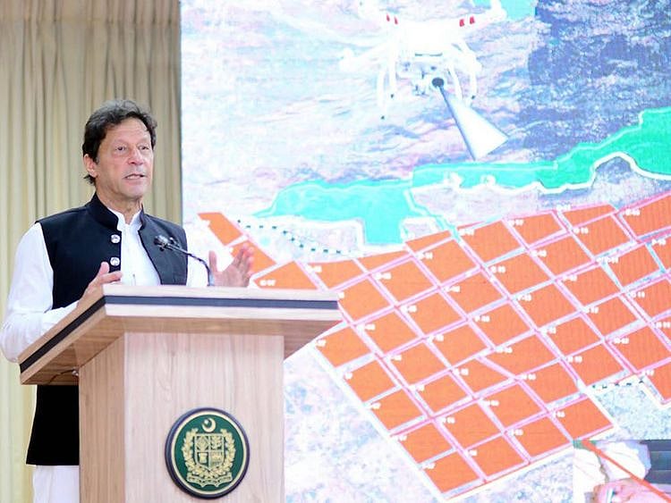Prime Minister Imran Khan addressing at the launch event.