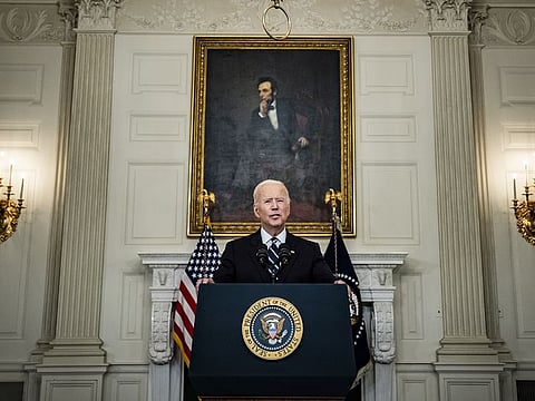 U.S. President Joe Biden speaks in the State Dining Room of the White House in Washington, D.C., U.S., on Thursday, Sept. 9, 2021.